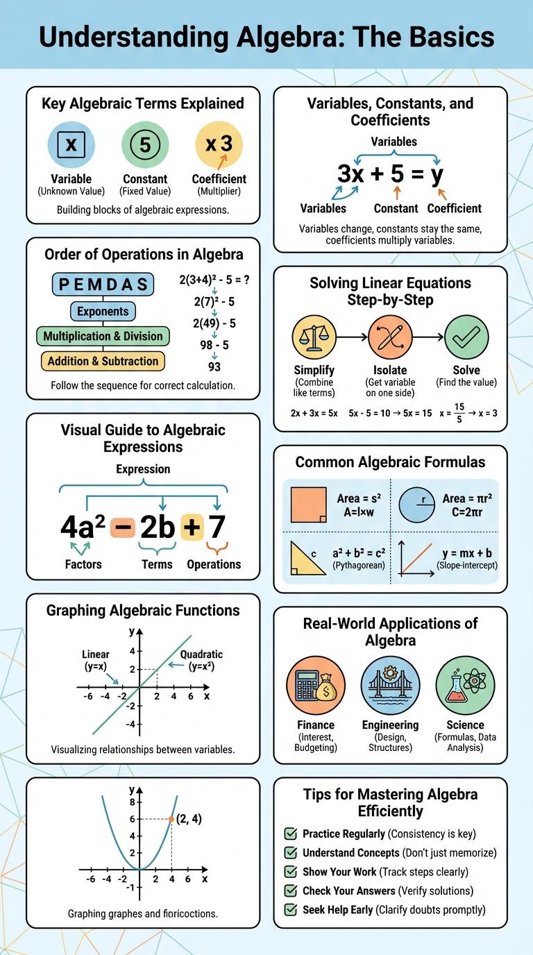 Algebra Infographic: Key Concepts and Tips
