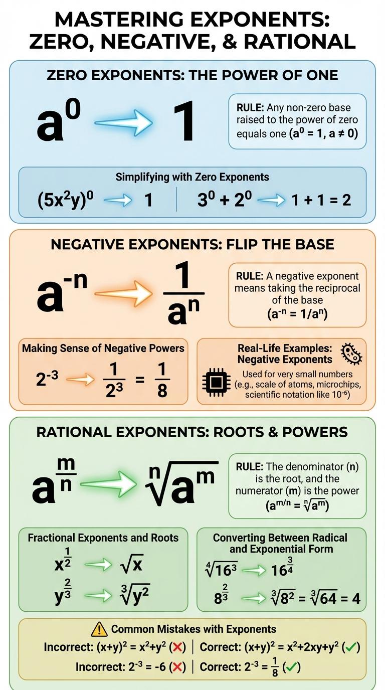Infographic on Zero, Negative, and Rational Exponents
