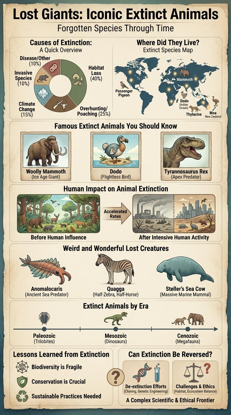 Infographic Highlighting Extinct Animals