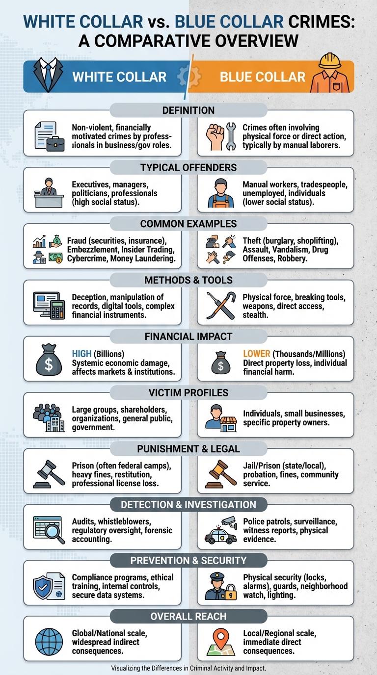 Infographic: White-Collar vs. Blue-Collar Crimes - Key Differences and Comparisons