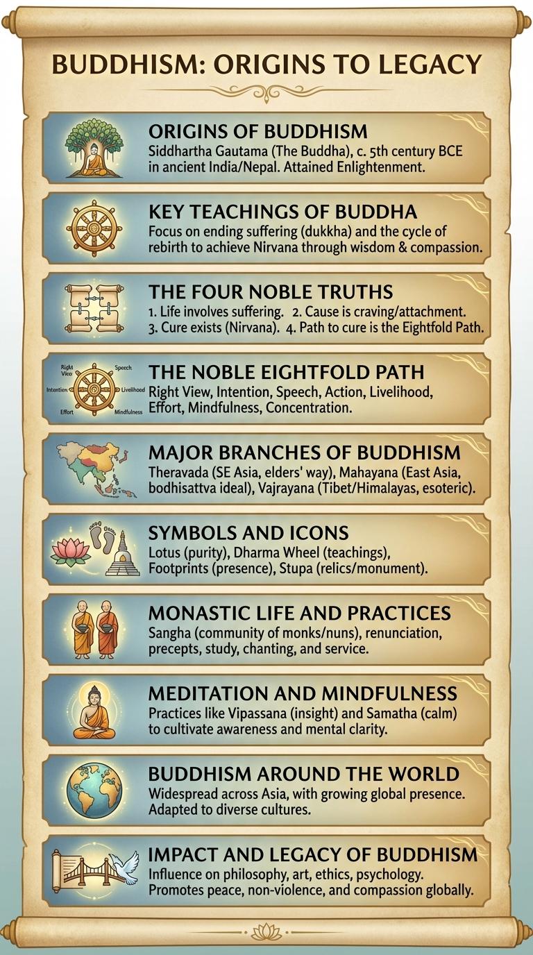 Infographic About Buddhism: Key Concepts and Practices
