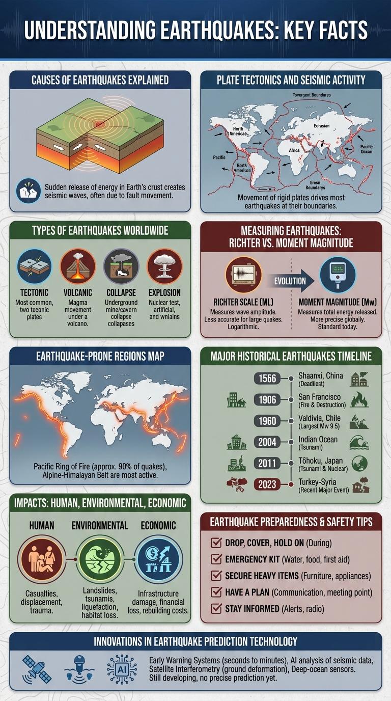 Infographic Presentation on Earthquakes: Key Facts and Safety Tips
