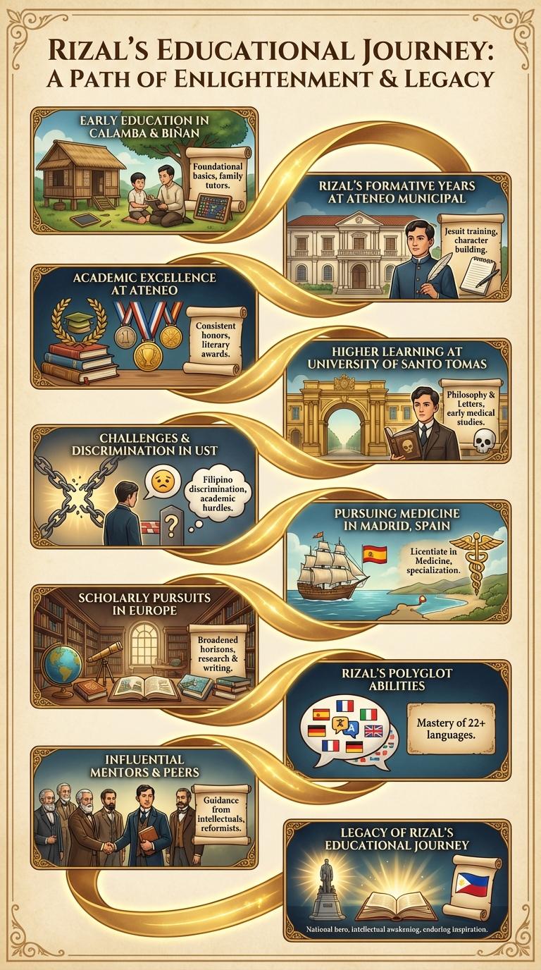 An Infographic Detailing the Education of Jose Rizal