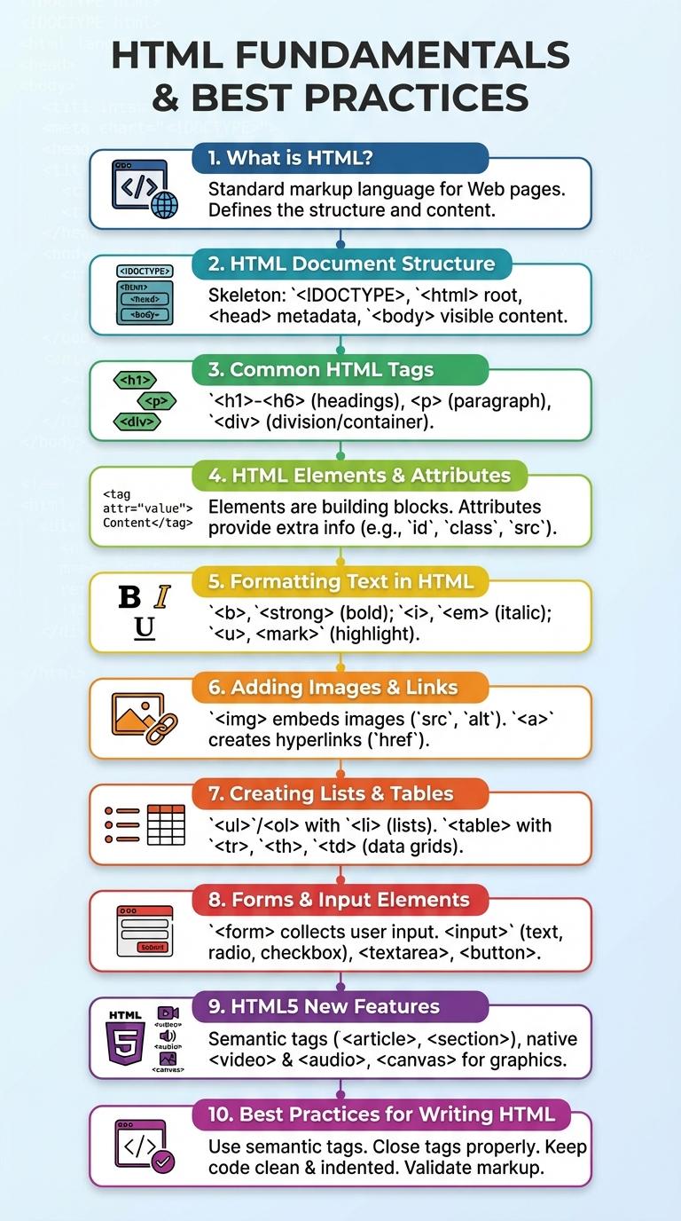 Infographic About HTML: Key Elements and Structure