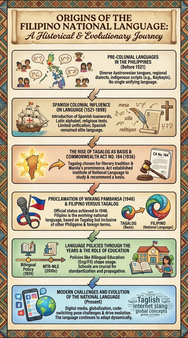 Infographic About the History of the National Language (Kasaysayan ng Wikang Pambansa)