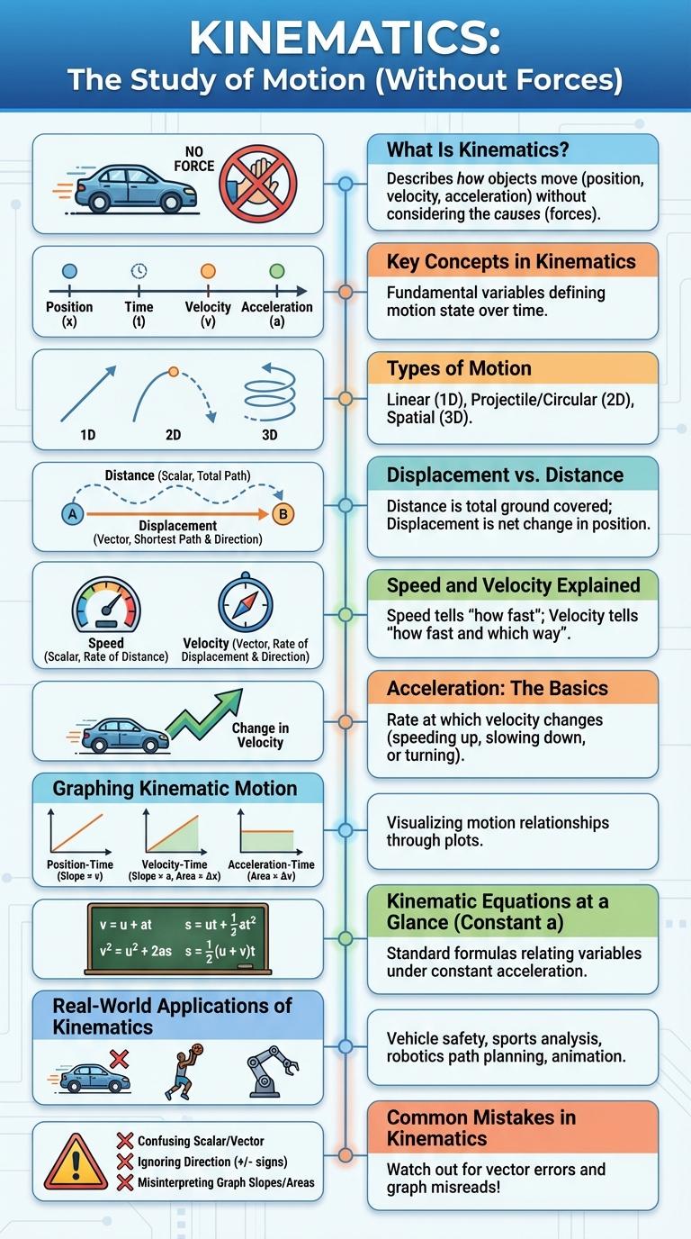 Infographic on Kinematics: Key Concepts and Principles