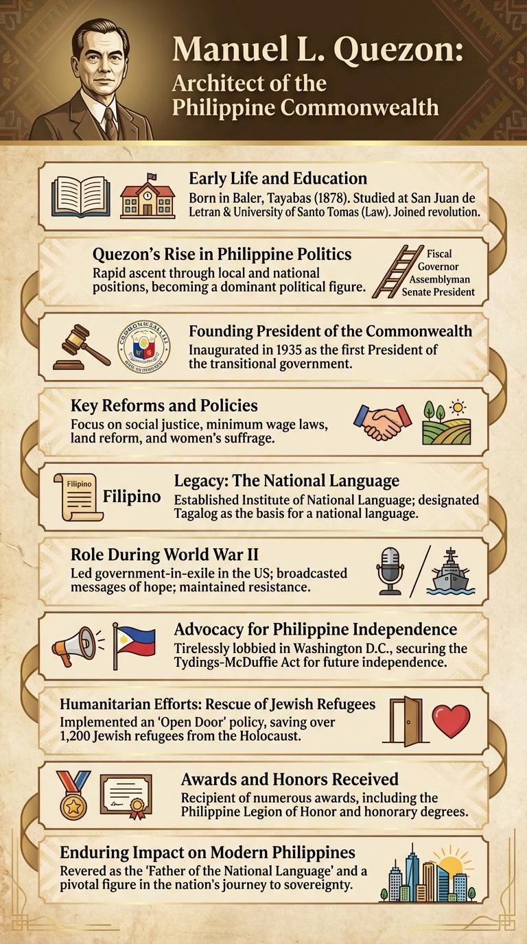 Infographic: The Life and Legacy of Manuel L. Quezon