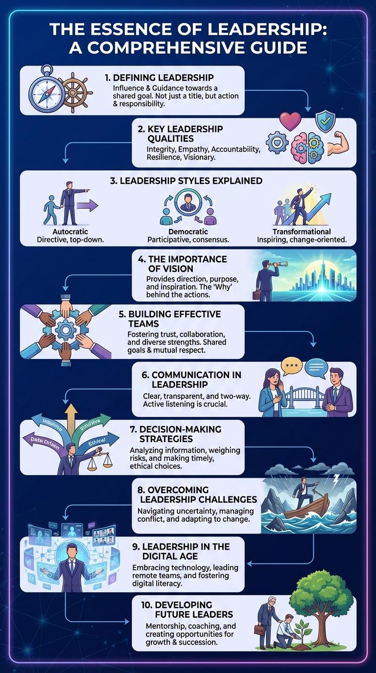 Infographic About Leadership: Key Qualities and Strategies for Success