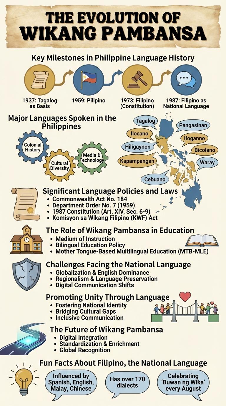 Infographic About Wikang Pambansa: History, Importance, and Evolution
