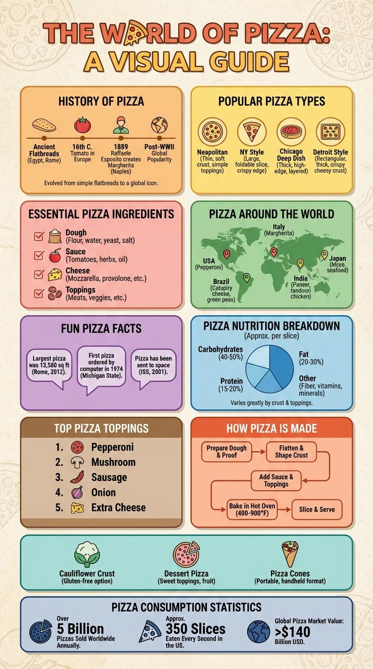 A Comprehensive Infographic About Pizza: Types, History, and Fun Facts