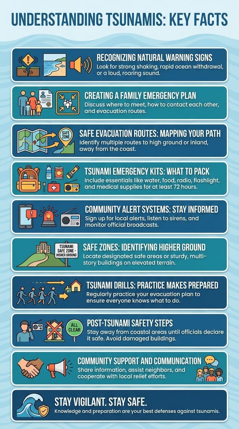 Tsunami Preparedness Plan: Key Steps Illustrated in an Infographic