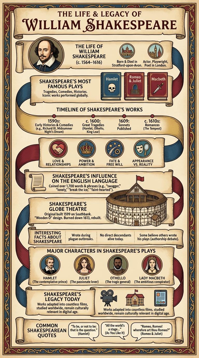 Infographic About William Shakespeare: Key Facts and Achievements