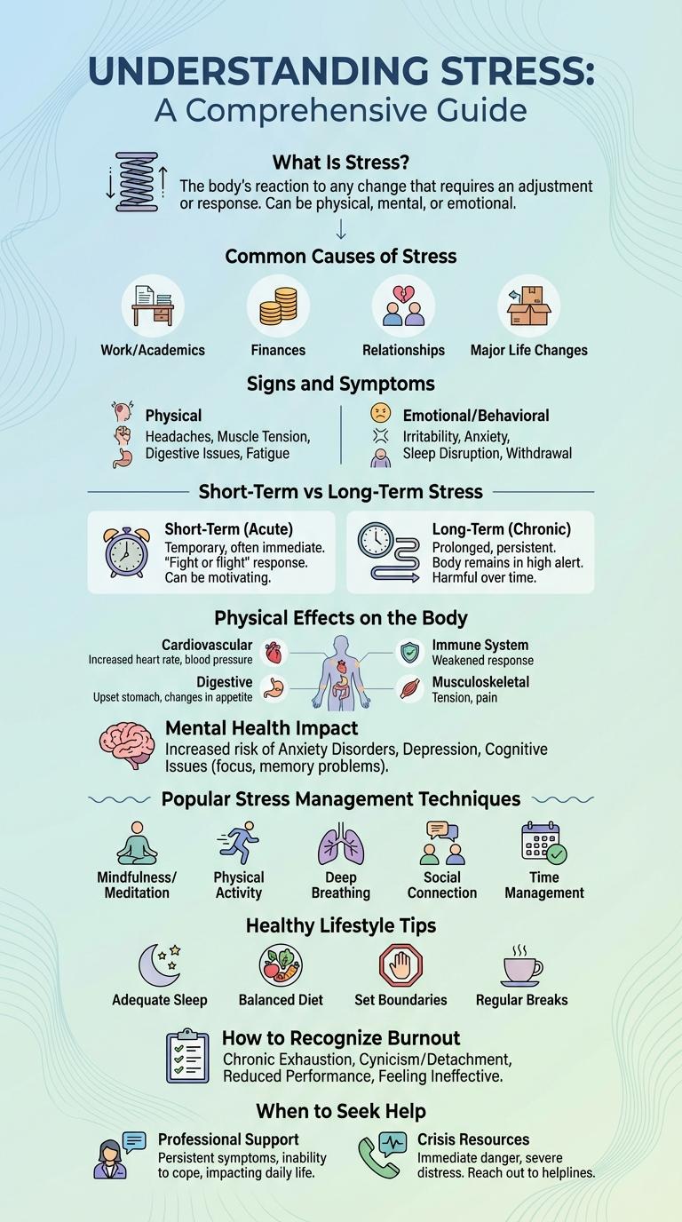 Infographic About Stress: Causes, Symptoms, and Management Tips
